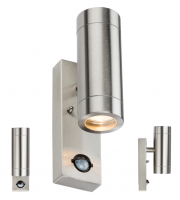 Knightsbridge 2 X Stainless  (Steel) Up/Down Wall Light with Pir (Steel)